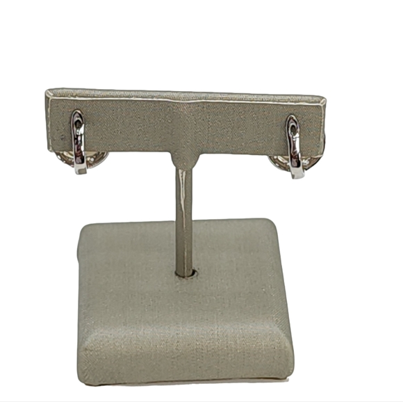 925S Sterling Silver Cultured White‎ Button Freshwater Pearl Leverback Earrings - Picture 5 of 13